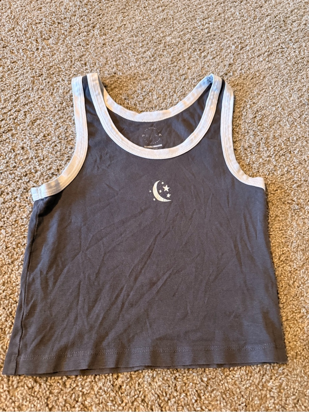 PacSun Kids Charcoal Tank Top with White Trim and Moon Graphic